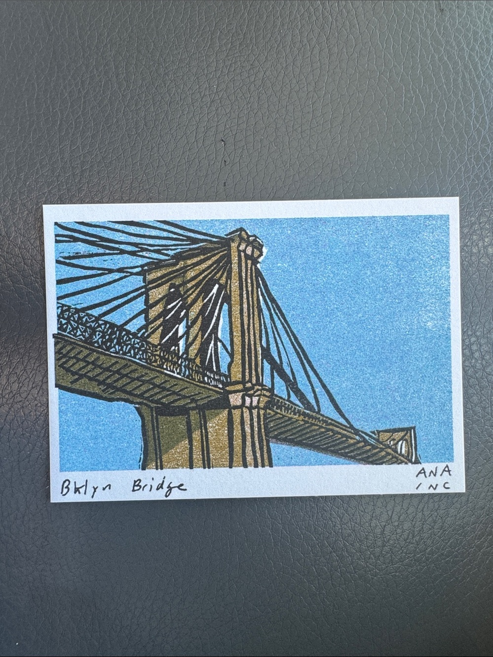 Inciardi - “Bklyn Bridge' Blue and Gold - Mini Print